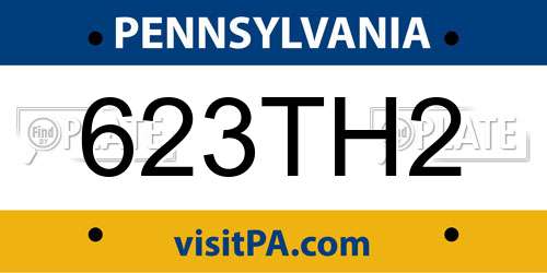 623TH2 Pennsylvania License Plate