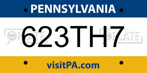 623TH7 Pennsylvania License Plate