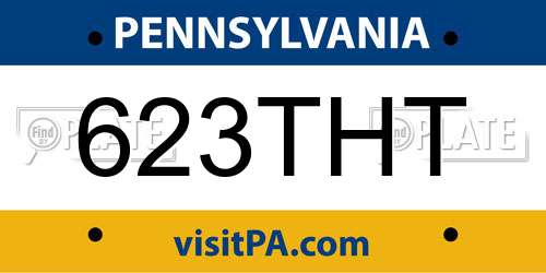 623THT Pennsylvania License Plate