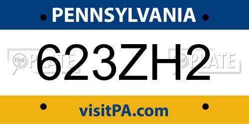 623ZH2 Pennsylvania License Plate