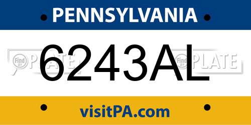 6243AL Pennsylvania License Plate