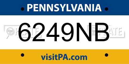 6249NB Pennsylvania License Plate