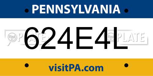 624E4L Pennsylvania License Plate