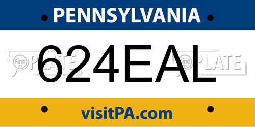 624EAL Pennsylvania License Plate