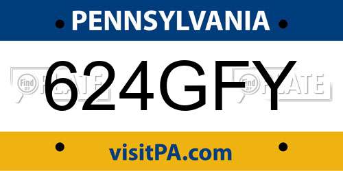 624GFY Pennsylvania License Plate