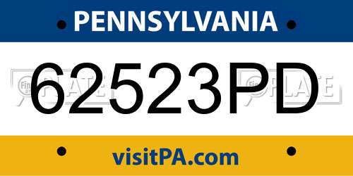 62523PD Pennsylvania License Plate