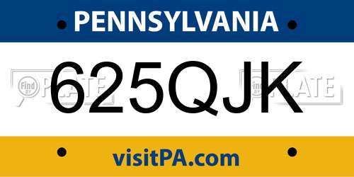 625QJK Pennsylvania License Plate
