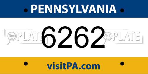 6262 Pennsylvania License Plate
