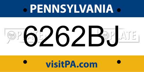 6262BJ Pennsylvania License Plate