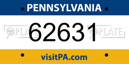 62631 Pennsylvania License Plate