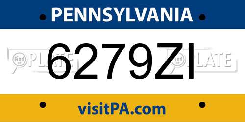 6279ZI Pennsylvania License Plate