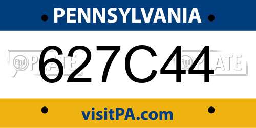 627C44 Pennsylvania License Plate