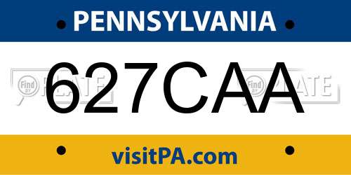 627CAA Pennsylvania License Plate