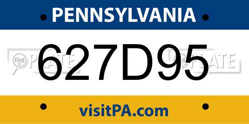627D95 Pennsylvania License Plate
