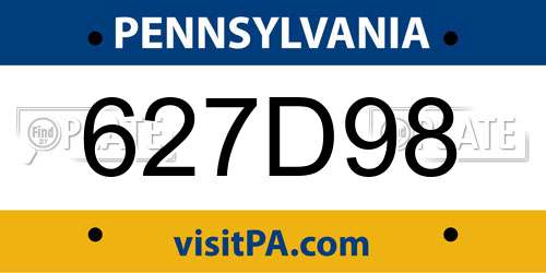 627D98 Pennsylvania License Plate