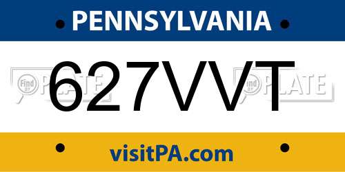 627VVT Pennsylvania License Plate