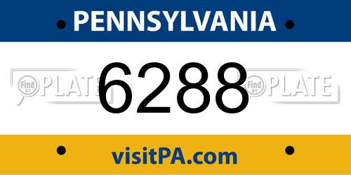 6288 Pennsylvania License Plate