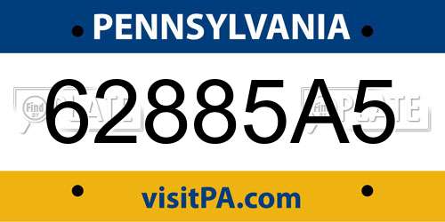 62885A5 Pennsylvania License Plate