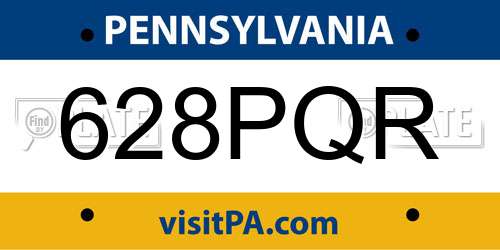 628PQR Pennsylvania License Plate