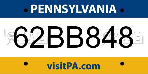 62BB848 Pennsylvania License Plate