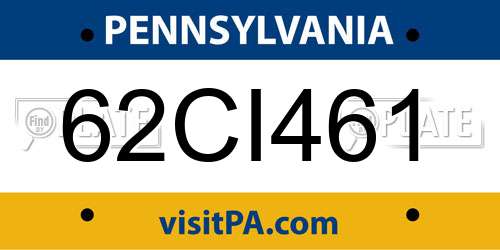 62CI461 Pennsylvania License Plate