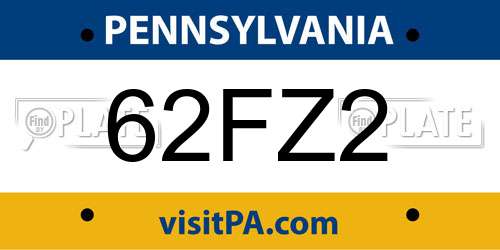 62FZ2 Pennsylvania License Plate