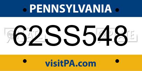 62SS548 Pennsylvania License Plate