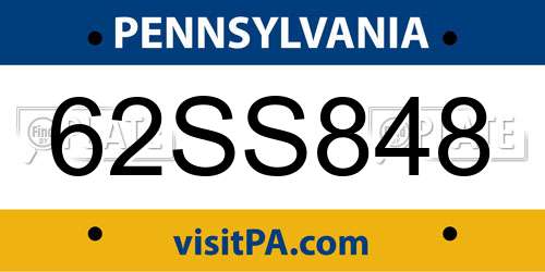 62SS848 Pennsylvania License Plate