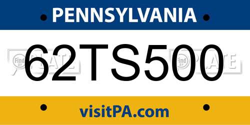 62TS500 Pennsylvania License Plate