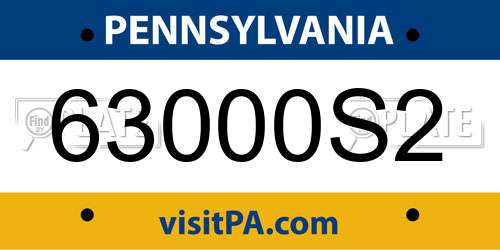 63000S2 Pennsylvania License Plate