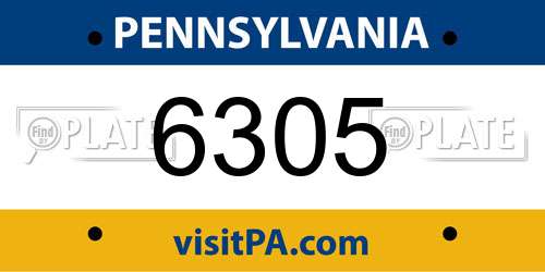 6305 Pennsylvania License Plate