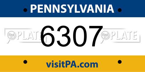 6307 Pennsylvania License Plate