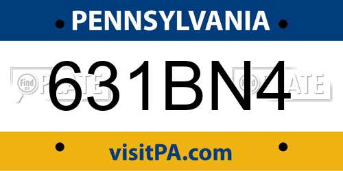 631BN4 Pennsylvania License Plate