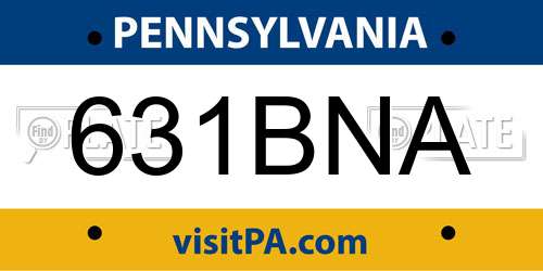 631BNA Pennsylvania License Plate