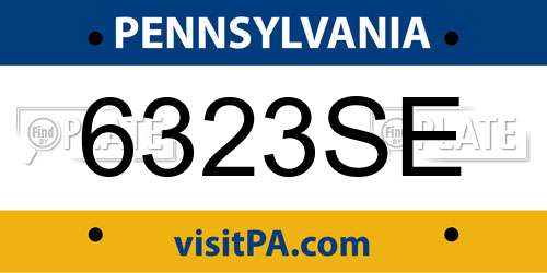 6323SE Pennsylvania License Plate