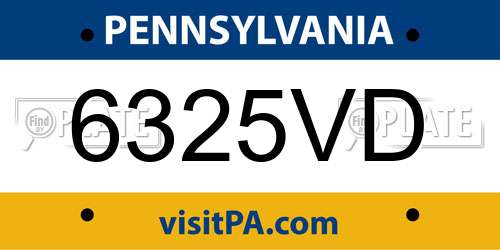 6325VD Pennsylvania License Plate