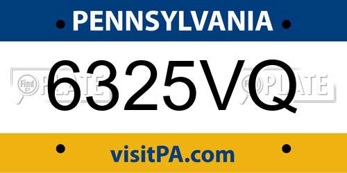 6325VQ Pennsylvania License Plate