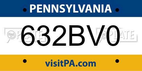632BV0 Pennsylvania License Plate