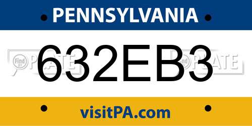 632EB3 Pennsylvania License Plate