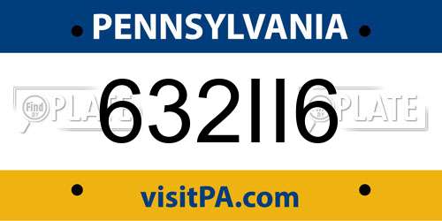 632II6 Pennsylvania License Plate