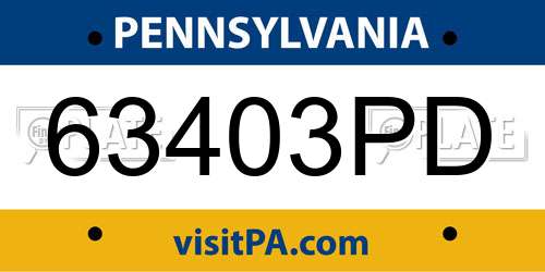63403PD Pennsylvania License Plate