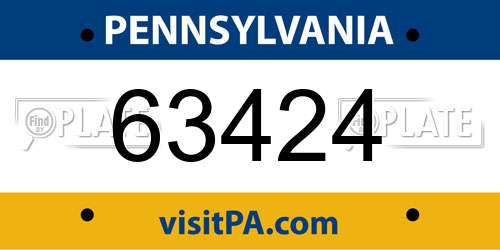 63424 Pennsylvania License Plate