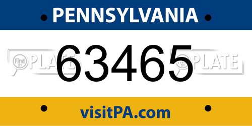 63465 Pennsylvania License Plate