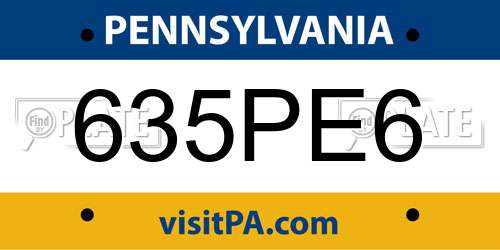 635PE6 Pennsylvania License Plate