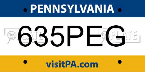 635PEG Pennsylvania License Plate