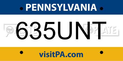635UNT Pennsylvania License Plate