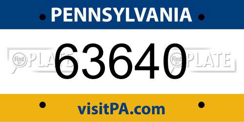 63640 Pennsylvania License Plate