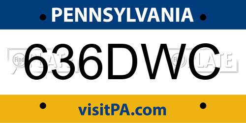 636DWC Pennsylvania License Plate