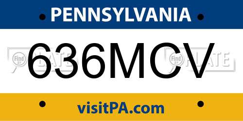 636MCV Pennsylvania License Plate