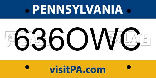 636OWC Pennsylvania License Plate